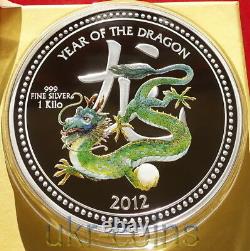 2012 Niue $30 Lunar Year of the Dragon 1Kilo Silver Colored Proof Coin NZ Mint