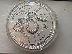 2013 1 KILO Silver KG Lunar Year of SNAKE Perth Mint Australia Round Capsule
