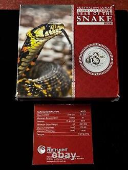 2013 1 Kilo. 999 Silver Lunar Year of SNAKE Perth Mint withMint Capsule