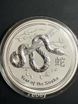 2013 Australia 1 kilo. 999 Fine Silver Coin Round Year of the Snake BU 32.15 Oz