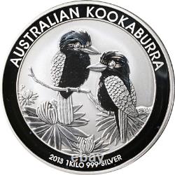 2013 Australia Silver Kookaburra 1 Kilo. 999 Fine Silver OGP Capsule