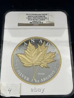 2013 Canada $250 Maple Leaf Forever 1 Kilo. 9999 Silver NGC PF69 Ultra Cameo