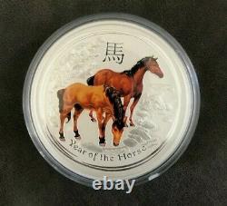 2014 1 Kilo 32.15 oz Silver Australian Year of the Horse (Colorized)