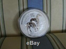 2014 1 Kilo Silver Lunar Year of The Horse BU Australian Perth Mint In Capsule