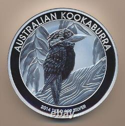 2014 1 Kilogram 999 Fine Silver Perth Mint Australian Kookaburra Proof KILO COIN