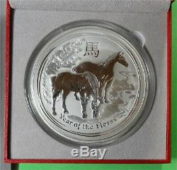 2014 Australia Lunar Series II Year Horse 1 Kilo. 999 Silver Coin in Box