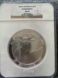 2014 P Australia S$30 Kookaburra MS 69 NGC 1 Kilo serial number 002