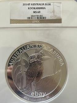 2014 P Australia S$30 Kookaburra MS 69 NGC 1 Kilo serial number 002