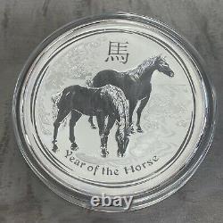 2014 Year of the Horse 30 Dollars 1 Kilo 999 Fine Silver 32.15oz in Capsule