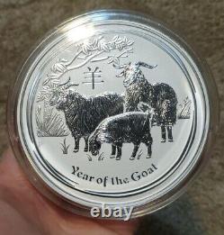 2015 1 KILO Silver KG Lunar Year of the GOAT Perth Mint Australia Round Capsule