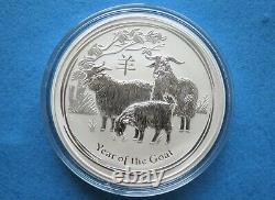 2015 1 KILO Silver Year of the Goat Perth Mint Australia in Capsule