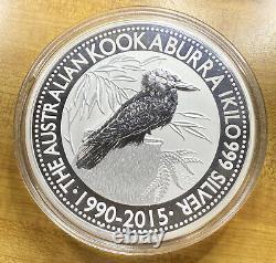 2015 1 Kilo. 999 Silver Australian Kookaburra 25th Anniversary Big Coin 1000g