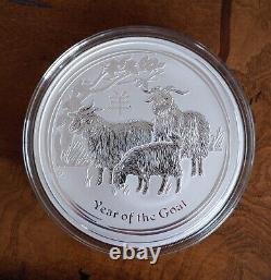 2015 1 Kilo Silver Lunar Year of The Goat BU Perth Mint in Capsule