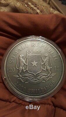 2015 1 Kilo Somalia Silver Elephant Coin (BU, Antique Finish, 200 Mintage)