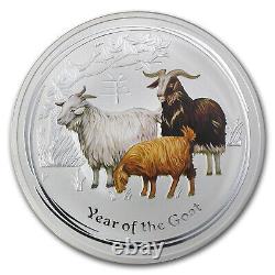 2015 Australia 1 kilo Silver Lunar Goat BU (Colorized)