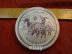 2015 Australia. 999 Silver Lunar Year of the Goat 1 Kilo (Impaired No Capsule)