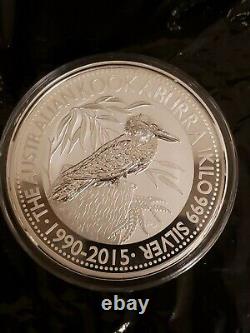 2015 Australian Kookaburra 1 Kilo. 999 Silver (32.15 oz) with Capsule