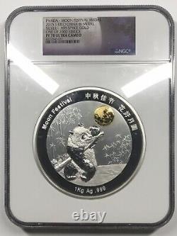 2015 China Bi-Metal Kilo Silver Panda Moon Festival Medal NGC PF70 UC Space Gold