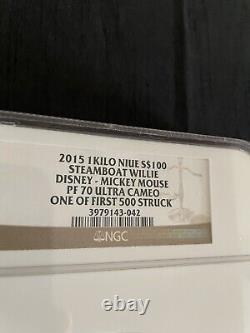 2015 Niue Disney Mickey Mouse Steamboat Willie 1 Kilo Silver NGC PF 70 UC