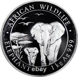 2015 Somalia 2000 Schillings African Wildlife Elephant Kilo. 999 Fine Silver