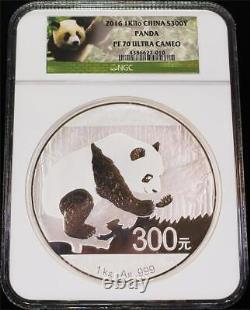 2016 300Y Kilo Proof Silver China Panda NGC PF 70 Ultra Cameo With Display & COA