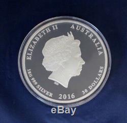 2016 Australia Silver Proof 1 Kilo coin Year of Monkey in Case / COA (H5/7)