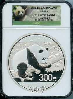 2016 China 1 Kilo Silver Panda 300 Yuan Coin NGC PF 70 Ultra Cameo DFP #29 2/22