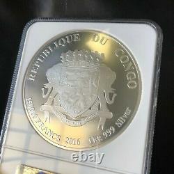2016 Congo African Lion 1 Kilo Silver Coin NGC MS69