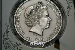 2016 Cook Island $50 12 Gods of Olympus 3D 1 Kilo. 999 Silver Antiqued Coin