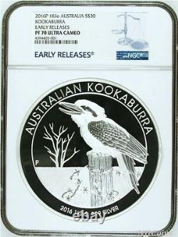 2016 Kookaburra PROOF 1 Kilo $30 Pure Silver Coin Kilogram NGC PF70 MINTAGE 500