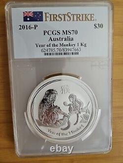 2016 P SILVER 1 KILO YEAR OF THE MONKEY COIN 32.15 oz In Capsule FirstStrike
