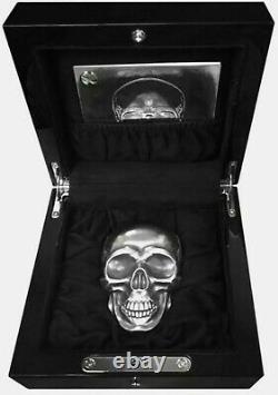 2017 1/2 KILO. 999 Antiqued Silver $25 BIG SKULL Palau Coin, with boxes and cert