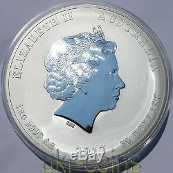2017 Australia 1 Kilo $30 Year of the Rooster Lunar Silver Coin / Gemstone Eye