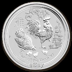 2017 Australia 1 kilo Silver Lunar Rooster BU