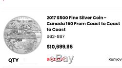 2017 Canada 150 $500 dollar coast to coast 5 kilo silver commemorative coin
