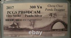 2017 China 300 Yuan Silver Panda Coin Pcgs Pr69 Dcam 1 Kilo. 999 Fine Signature