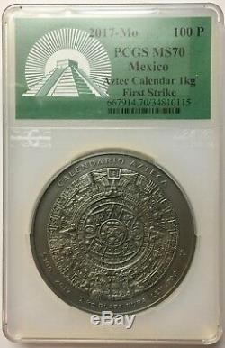 2017 Mexico 1 kilo Silver Aztec Calendar PCGS MS 70 First Strike