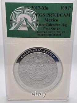 2017 Mexico 1 kilo Silver Aztec Calendar PCGS PR-70 DCAM