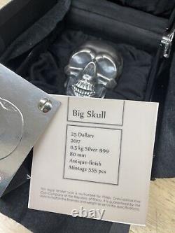 2017 Palau Big Skull Silver 500G Coin Low Mintage w Box & Cert 1/2 Kilo 999 Fine
