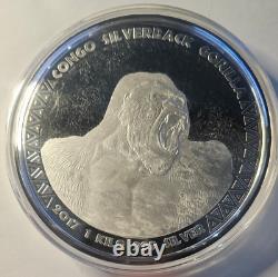 2017 Silver Gorilla 1 Kilo Republic Of Congo. 999 Pure Silver 10000 Francs RARE