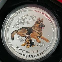 2018 Australia 1 kilo Silver Lunar Dog BU (Gemstone Eye)