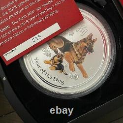 2018 Australia 1 kilo Silver Lunar Dog BU (Gemstone Eye)