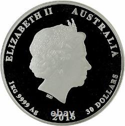2018 Australia $30 Lunar Series Year Of The Dog 1 Kilo. 999 Fine Silver Coin