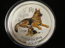 2018 Australia Lunar Year of the Dog 1 Kilo Silver Coin Gemstone Edition Box/COA