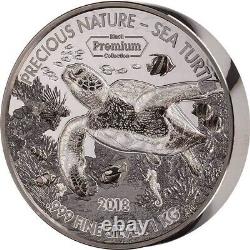 2018 Benin Sea Turtle Tortoise 1 Kilo Silver Coin Black Palladium SUPER RARE