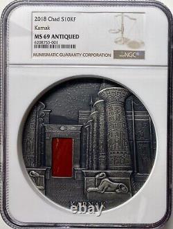 2018 Chad 1 Kilo Silver Karnak Coin NGC MS-69 Antiqued