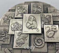 2018 China 1 KILO Silver ZODIAC Golden MONKEY Stamp Medallion Coin Box & COA