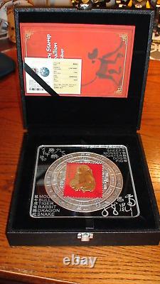 2018 China 1 Kilo Zodia Monkey Stamp Medallion 3,000 Minted With Coa & Display