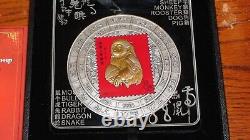 2018 China 1 Kilo Zodia Monkey Stamp Medallion 3,000 Minted With Coa & Display