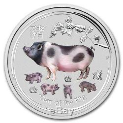 2019 1 Kilo Silver Australia Lunar Year of the Pig Colorized